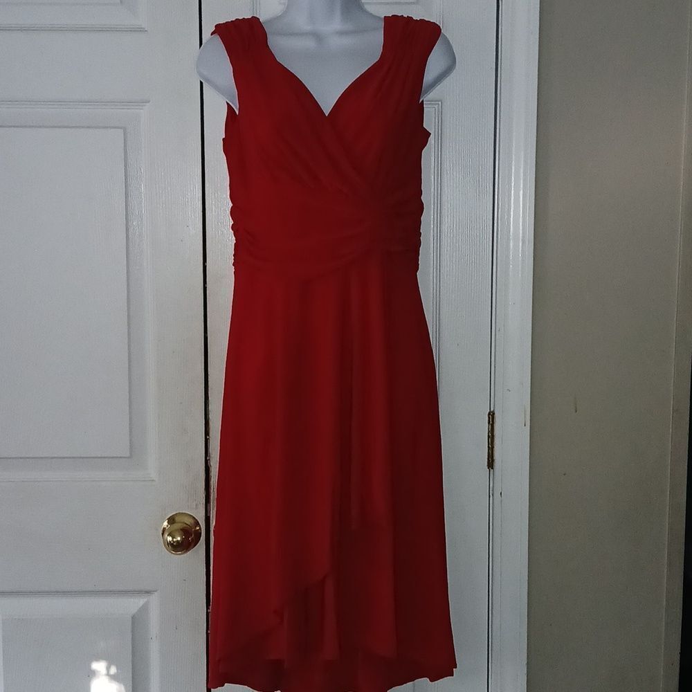 Scarlett Night red sleeveless faux wrap party formal dress Sz 6 NWOT